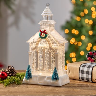 Gerson International Lighted Spinning Water Globe Church 11.4 in. H