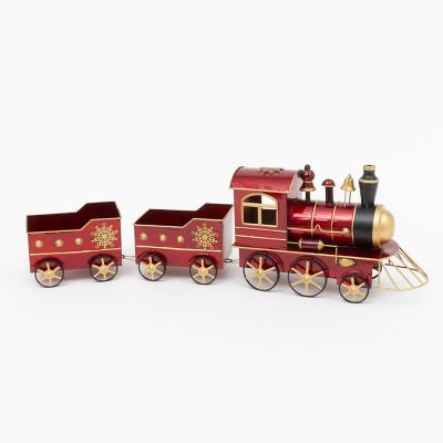 Gerson International 33.86 in. Metal Christmas Holiday Train Decoration for Mantels, Tables and Shelves