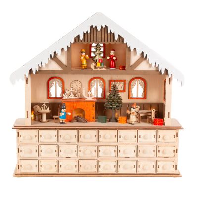 Gerson International Lighted Laser Cut Wood Holiday Advent Calendar 15.75 in. L