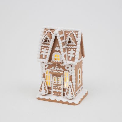 Gerson International Lighted Clay Dough Gingerbread House 10 in.H