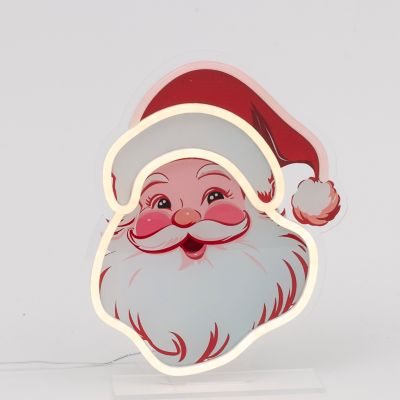 Gerson International USB Electric Neon Lighted Acrylic Santa Head 11.4 in.
