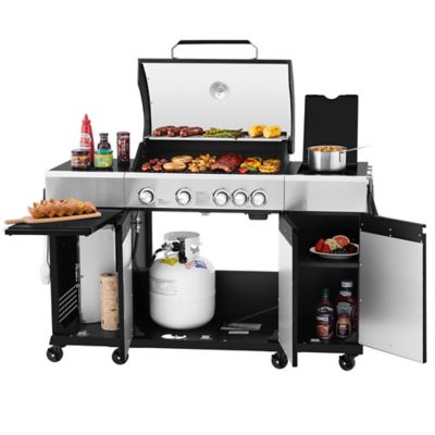 Royal Gourmet 4-Burner Outdoor Kitchen Gas Grill with Side Burner, 49000 BTU, 594 sq. in. Cooking Area, Side Shelf & Side Burner