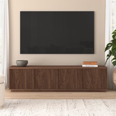 Hudson&Canal Hanson Rectangular Fluted TV Stand for TV's up to 85 in., Satin Walnut