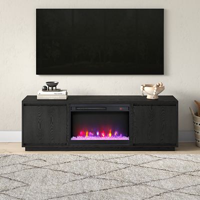 Hudson&Canal Presque Rectangular TV Stand with 26 in. Crystal Fireplace for TV's up to 75 in.