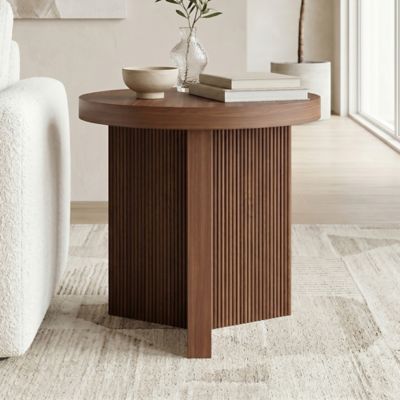 Hudson&Canal Holm 22 in. Wide Round Fluted Side Table
