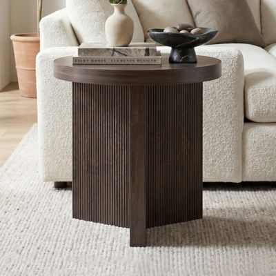 Hudson&Canal Holm 22 in. Wide Round Fluted Side Table, 22 x 22 x 22in ...