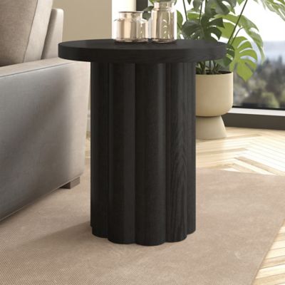 Hudson&Canal Isa 22 in. Wide Round Fluted Side Table, 22 x 22 x 22in ...