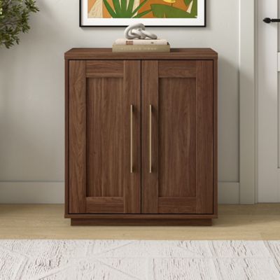 Hudson&Canal Tillman 28 in. Wide Rectangular Accent Cabinet, Satin Walnut