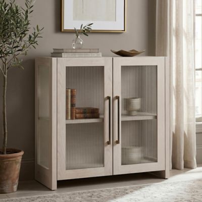 Hudson&Canal Clarkson 32 in. Wide Rectangular Accent Cabinet, Alder White