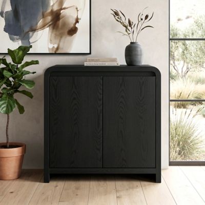 Hudson&Canal Caitlin 32 in. Wide Rectangular Accent Cabinet in Black Grain