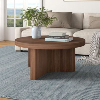Hudson&Canal Holm 32 in. Wide Round Fluted Coffee Table