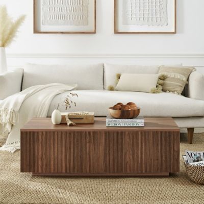 Hudson&Canal Reyes 48 in. Wide Rectangular Fluted Coffee Table