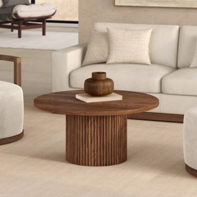 Hudson&Canal Rollan 32 in. Wide Round Fluted Coffee Table
