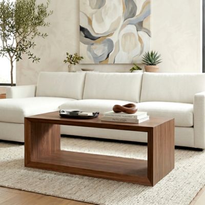 Hudson&Canal Osmond 48 in. Wide Rectangular Coffee Table, Satin Walnut