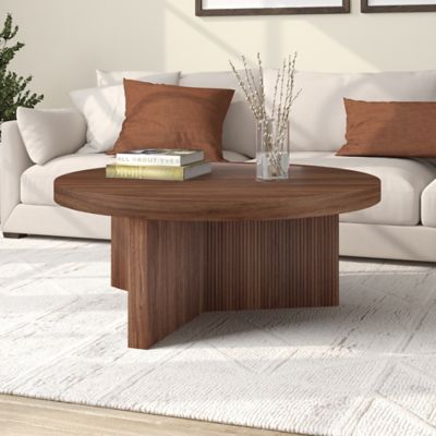 Hudson&Canal Holm 36 in. Wide Round Fluted Coffee Table
