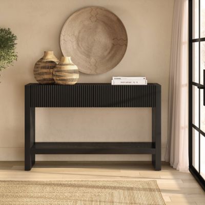 Hudson&Canal Manzanita 48 in. Wide Rectangular Solid Wood Fluted Console Table