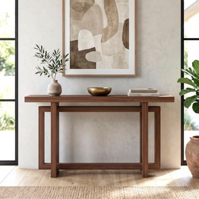 Hudson&Canal Breslow 55 in. Wide Rectangular Console Table, Satin ...