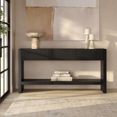 Hudson&Canal Manzanita 60 in. Wide Rectangular Solid Wood Fluted ...