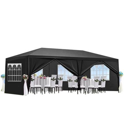 Modern Muse 10 x 20ft. Wedding Party Canopy Tent Outdoor Gazebo with 6 Removable Sidewalls Black Color
