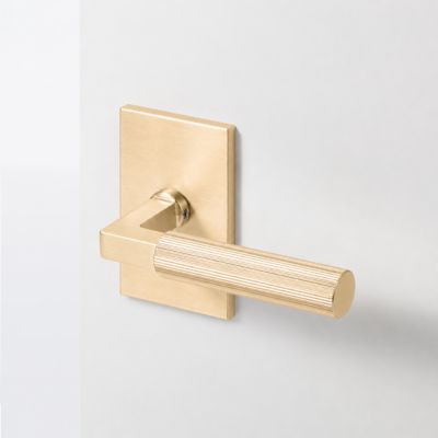 McBowery Mila Champagne Gold Modern Linear Double Dummy Interior Door Handle, with Rectangular Rosette and Concealed Screws
