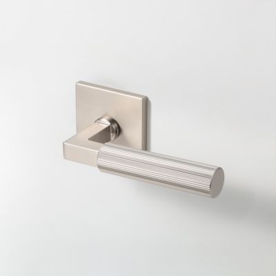McBowery Mila Satin Nickel Modern Linear Hall/Closet Interior Door Handle, with Square Rosette and Concealed Screws (Passage)