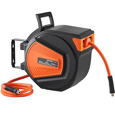 Trustmade Retractable Air Hose Reel, 3/8 in. x 50 ft. Hybrid, 300PSI, 5 ft. Lead, Ceiling/Wall Mount, 180 deg. Swivel Mount