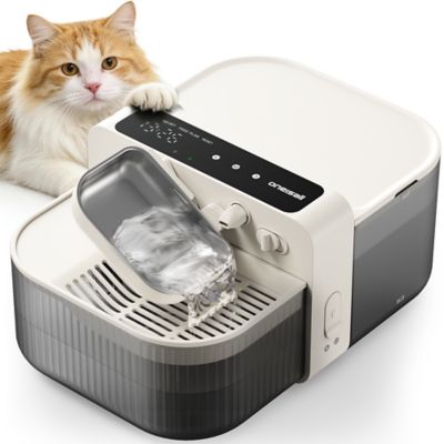 Oneisall Filterless Cat Water Fountain, Wireless Stainless Steel Bowl Separate Clean and Dirty Water Quiet Smart Refill