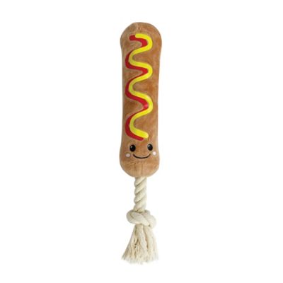 Best Furry Friends Corndog Plush Dog Toy with Rope