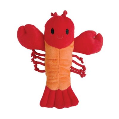 Best Furry Friends Lobster Plush Squeaky Crinkle Dog Toy with Rope