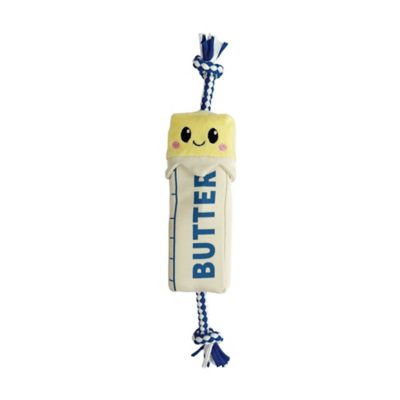 Best Furry Friends Butter Plush Squeaky Crinkle Dog Toy with Rope