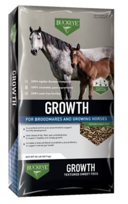 BUCKEYE Nutrition Growth Textured Sweet Breeding & Growing Horse Feed, 50 lb Bag