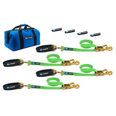 Mac's Custom Tie-Downs 2 in. x 8 ft. Pro Pack Premium Tie-Down Strap Kit with 24 in. Axle Strap, Direct Hook Ends, Lime Green