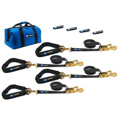 Mac's Custom Tie-Downs 2 in. x 8 ft. Pro Pack Premium Tie-Down Strap Kit with 40 in. Axle Strap, Direct Hook Ends, Black