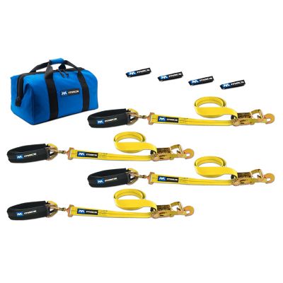 Mac's Custom Tie-Downs 2 in. x 8 ft. Pro Pack Premium Tie-Down Strap Kit with 24 in. Axle Strap, Direct Hook Ends, Yellow