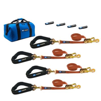 Mac's Custom Tie-Downs 2 in. x 8 ft. Pro Pack Premium Tie-Down Strap Kit with 40 in. Axle Strap, Direct Hook Ends, Orange