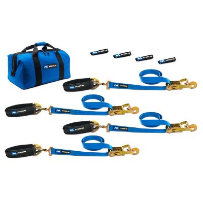 Mac's Custom Tie-Downs 2 in. x 8 ft. Pro Pack Premium Tie-Down Strap Kit with 24 in. Axle Strap, Direct Hook Ends, Blue