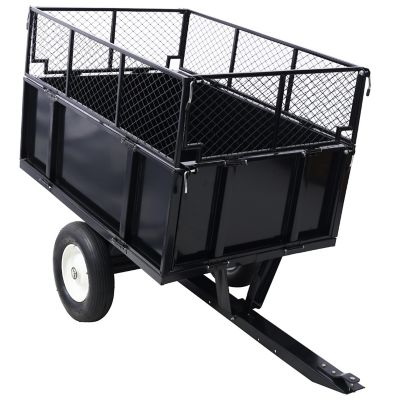 Trustmade ATV Trailer Dump Cart 750 lb. 22 cu. ft. Utility Lawn Garden Trailer, Removable Sides for Tractor UTV Mower