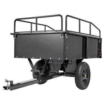 Trustmade Heavy Duty ATV Steel Dump Cart, 750 lb. 15 cu. ft., Garden Utility Trailer, Removable Sides for Riding Mower Tractor