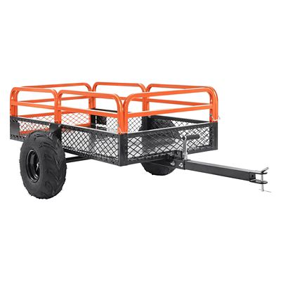 Trustmade Heavy Duty Steel ATV Dump Trailer, 1500 lb. 15 cu. ft., Tow Behind Garden Cart, Removable Sides, Mower Tractor UTV