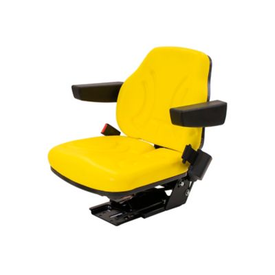 Uni Pro Big Farmer Suspension Seat Assembly Yellow Vinyl Includes Seatbelt and Armrests