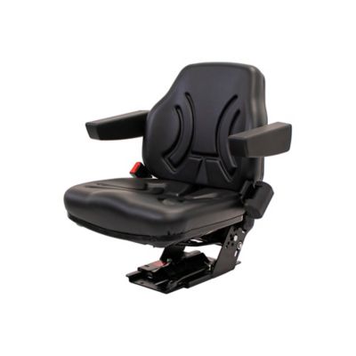 Uni Pro Big Farmer Suspension Seat Assembly Black Vinyl Includes Seatbelt and Armrests