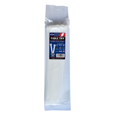 Mayhew 14 in. 50 lb. Natural Cable Ties, 100/bag, USA Made