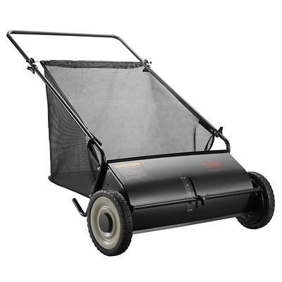 Trustmade Push Lawn Sweeper, 26 in. Leaf & Grass Collector, Rubber Wheels, HD Steel, 7 ft. cu. Mesh Bag, 4 Spinning Brushes