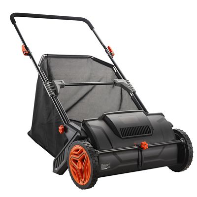 Trustmade Push Lawn Sweeper, 21 in. Leaf & Grass Collector, Rubber Wheels, HD Steel, 3.5 cu. ft. Mesh Bag, 2 Spinning Brushes