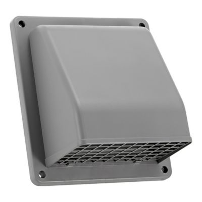 Lambro 6 in. Plastic Wall Exhaust or Air Intake Vent with Hinged Screen, Removable Damper, and 1.25 in. Collar, Gray