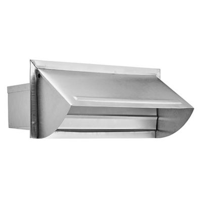 Lambro 3.25 x 10in. 22 ga. Aluminum Wall Exhaust Hood Vent with Spring Gasketed Damper and 5 in. Tail