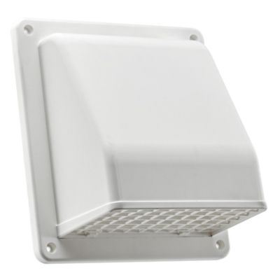 Lambro 6 in. Plastic Wall Exhaust or Air Intake Vent with Hinged Screen, Removable Damper, and 1.25 in. Collar, White