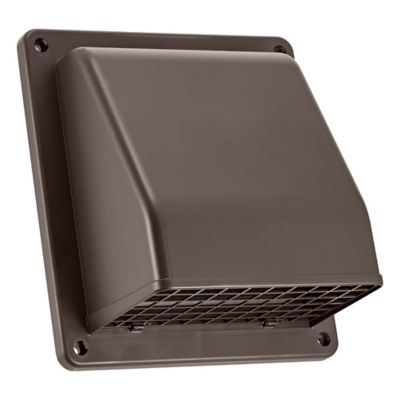 Lambro 6 in. Plastic Wall Exhaust or Air Intake Vent with Hinged Screen, Removable Damper, and 1.25 in. Collar, Brown