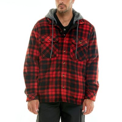 Hallstatt Workwear Men's Micro Fleece Bonded Sherpa Hooded Button Front Jacket