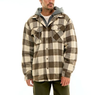 Hallstatt Workwear Men's Sherpa-Lined Hooded Flannel Shirt Jacket